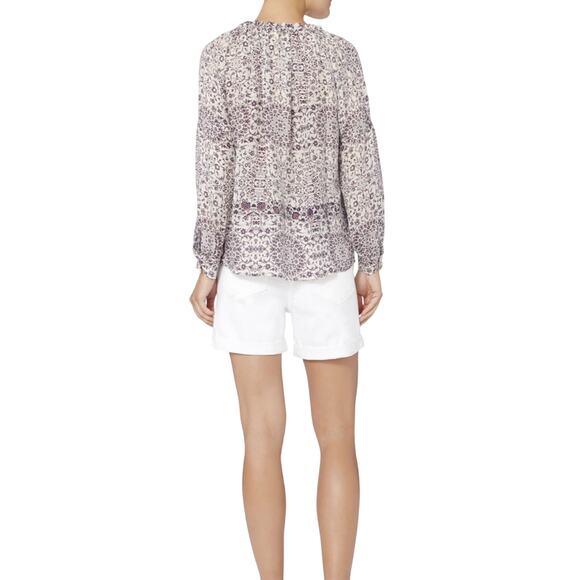 L’agence Womens Crawford Billow Sleeve blouse purple white floral extra small - Picture 2 of 11